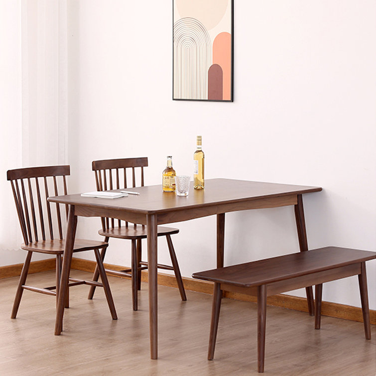 Solid walnut dining table and chairs hot sale